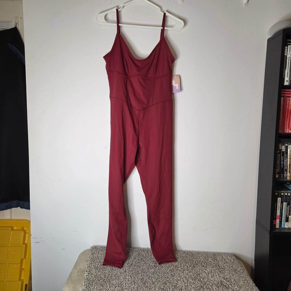 Joy Lab Wine Red Standard Fit Bodysuit Activewear Jumpsuit NWT Large - Picture 2 of 7